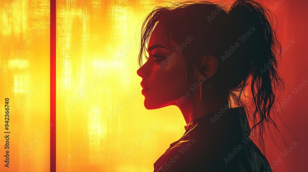 Woman Silhouette in Warm Light Woman Silhouette in Warm Light