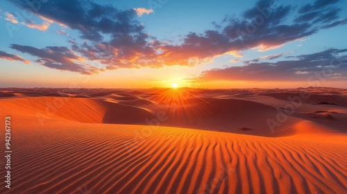 Sunset over Desert Dunes