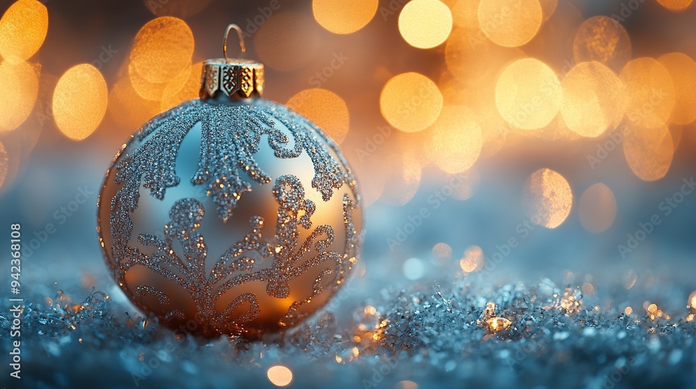 Festive cheer and holiday spirit are reflected by a shiny Christmas ornament. Festive cheer and holiday spirit are reflected by a shiny Christmas ornament.