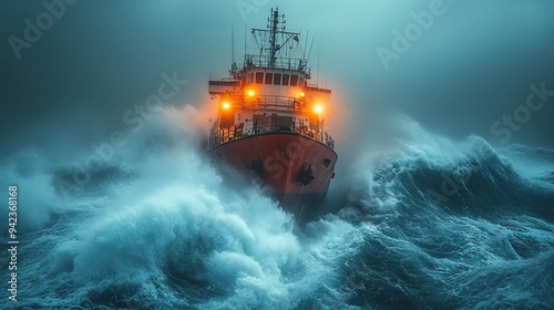 A ship lost in stormy seas might find a chance to avoid sinking through a sudden clearing as it verges on crashing into a massive iceberg.