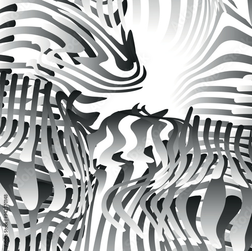 Heavily distorted stripes with a hole create texture.