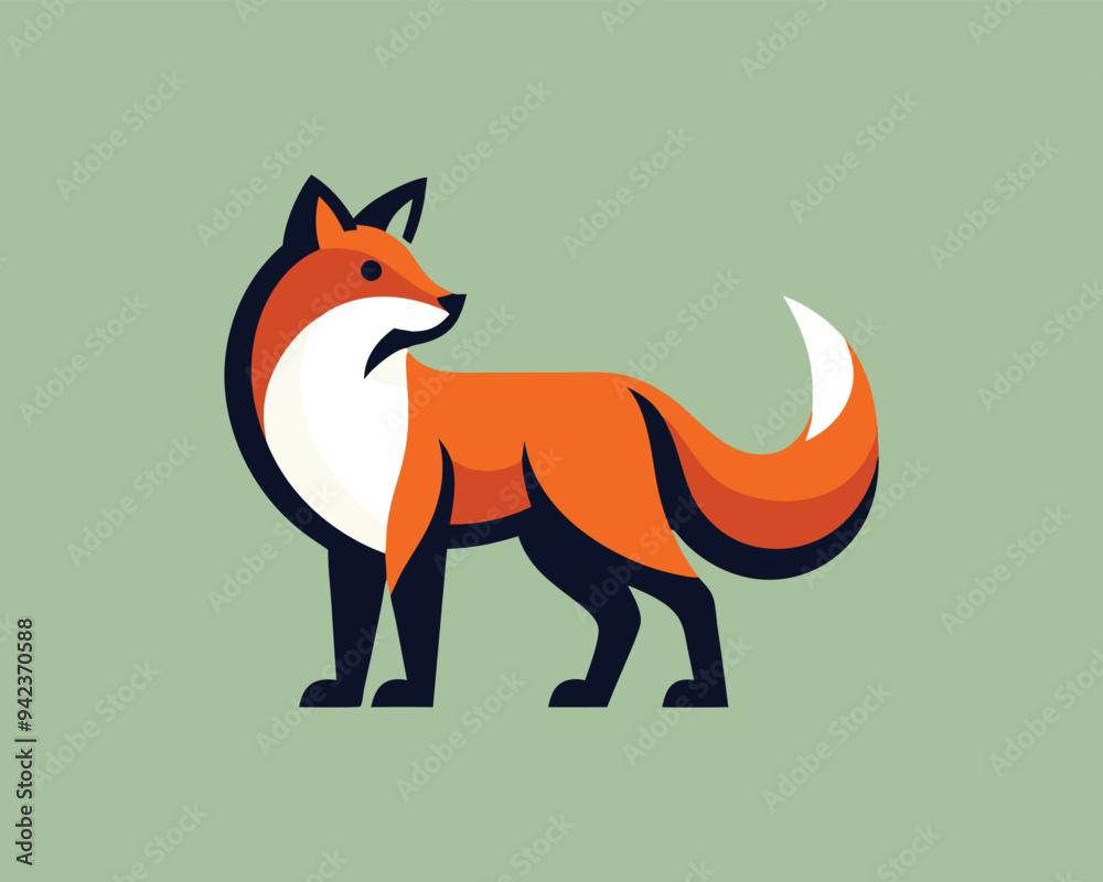 Obraz premium red fox cartoon logo vector