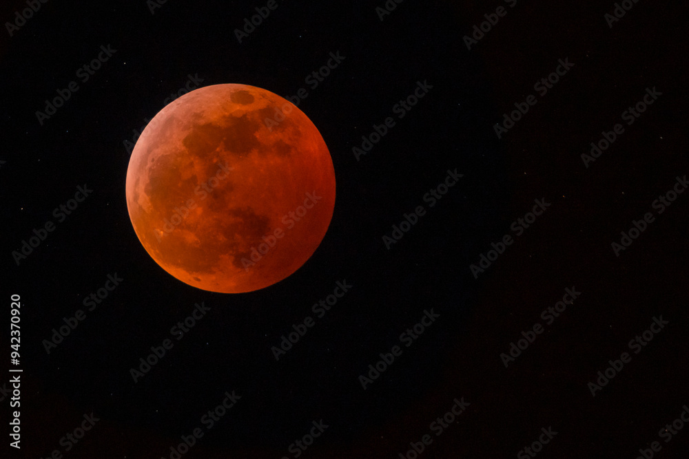 USA, Washington State. Blood Moon lunar eclipse over Kirkland, WA on January 20th, 2019. USA, Washington State. Blood Moon lunar eclipse over Kirkland, WA on January 20th, 2019.