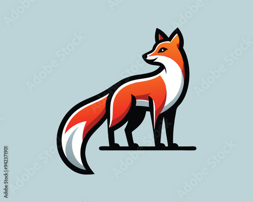 red fox cartoon logo design template