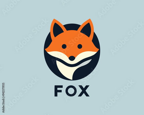 red fox cartoon logo design template