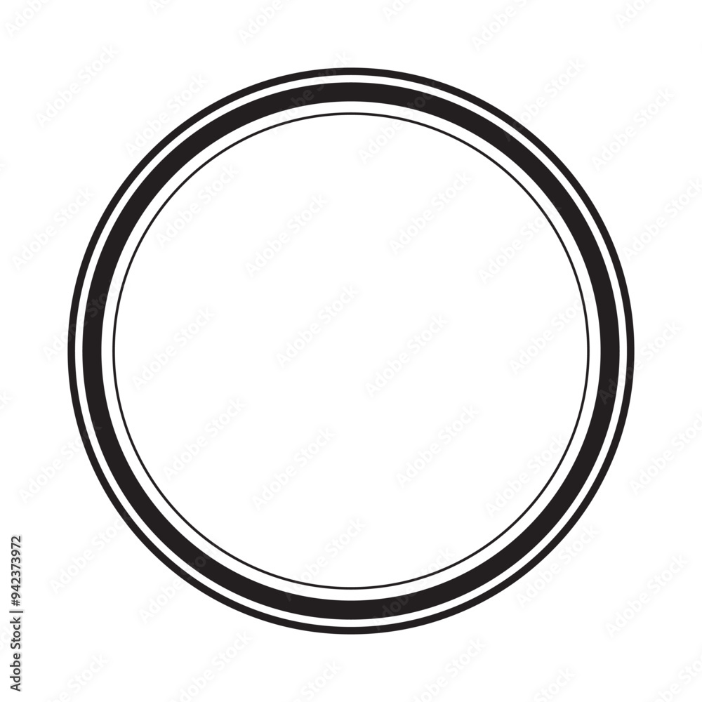 Circle frame vector. Bold circular outline. Minimalist graphic design. Black and white contrast. Circle frame vector. Bold circular outline. Minimalist graphic design. Black and white contrast.