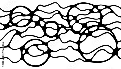 Seamless pattern with abstract neuro drawing. Monochrome art with circles and lines. Modern background. Psychological method of art therapy. 