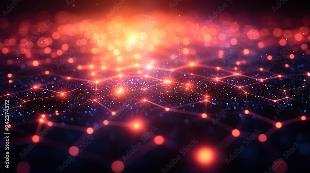 Fototapeta premium A sophisticated, tech-inspired design fills the abstract digital network background.