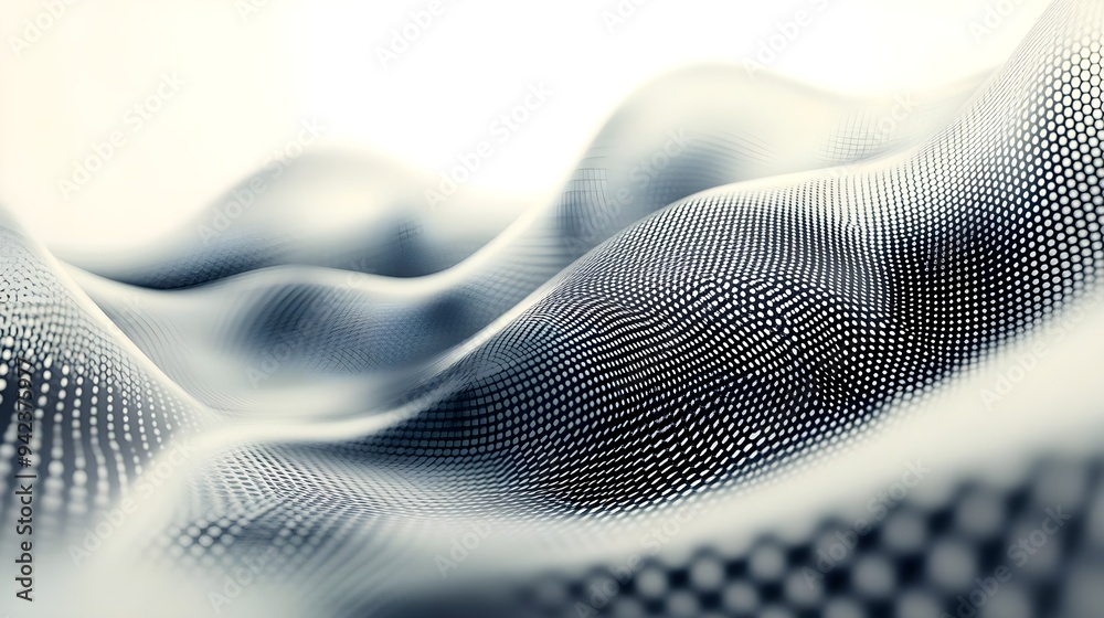 Abstract 3D Black and White Grid Wave Pattern Abstract 3D Black and White Grid Wave Pattern