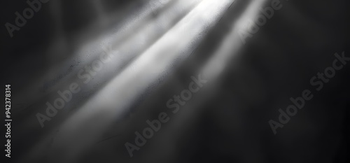 Black background with light beams, grainy texture, blurred, banner, high resolution, copy space for text, high quality. The image has a black background with light beams