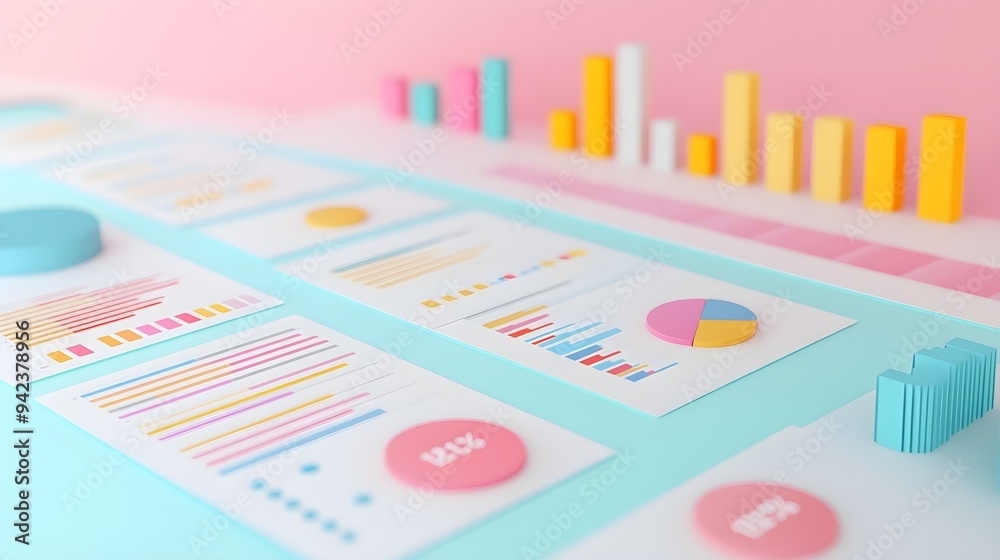 Colorful Charts and Graphs on a Pastel Background Colorful Charts and Graphs on a Pastel Background