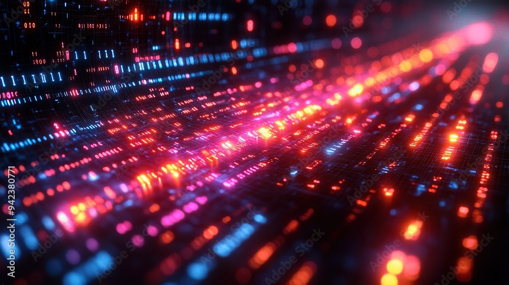 Fast global data transfer is emphasized in this abstract tech scene with computing code. Fast global data transfer is emphasized in this abstract tech scene with computing code.