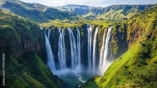 panoramic waterfall Beautiful