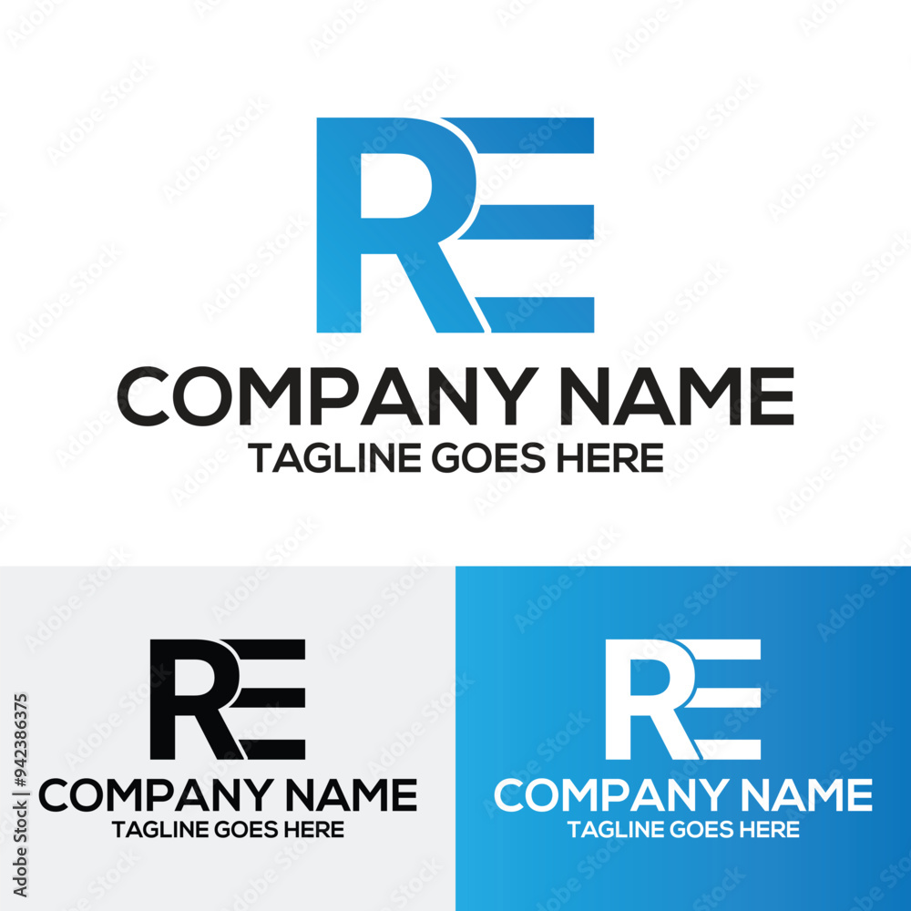 RE letter initial typography logo template RE letter initial typography logo template