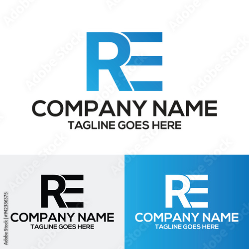 RE letter initial typography logo template