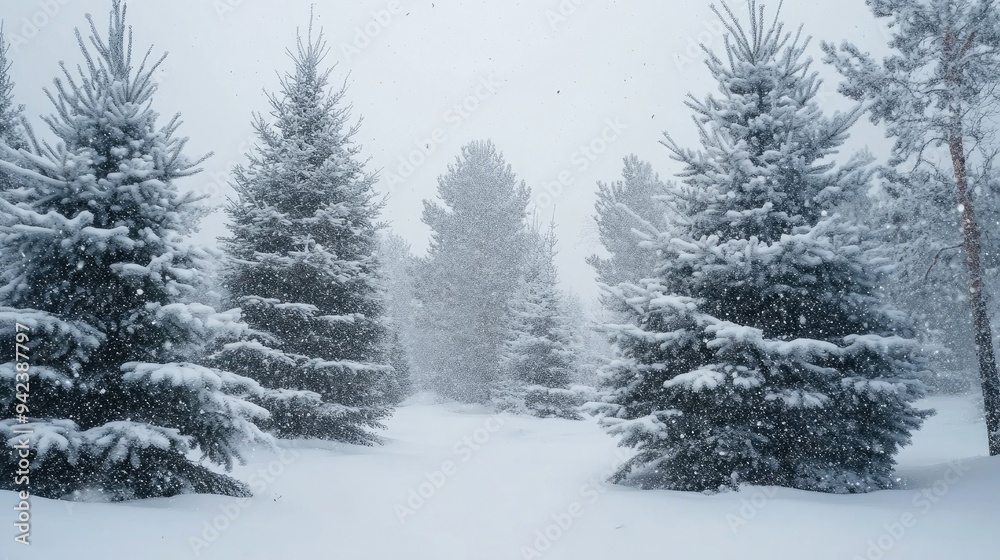 Winter Christmas Forest Trees Snowfall Winter Christmas Forest Trees Snowfall