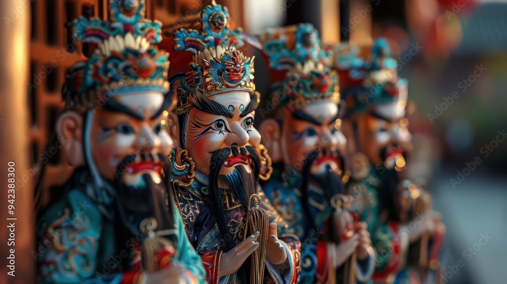 Fototapeta premium Puppet show performance, Fantasy, Colorful, Watercolor, Emphasizing traditional entertainment