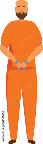 Man in an orange jumpsuit standing with his hands cuffed in front of him