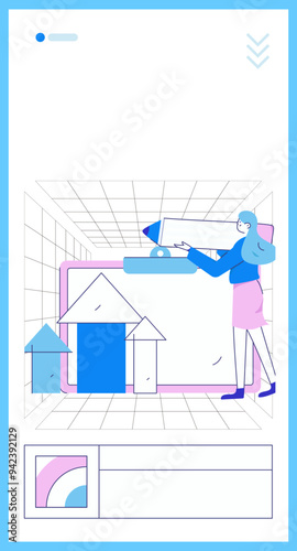 Check-in character flat vector concept operation hand-drawn illustration
