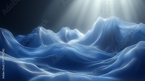 Wallpaper Mural A dark blue mountainous landscape with light shining down.  Torontodigital.ca