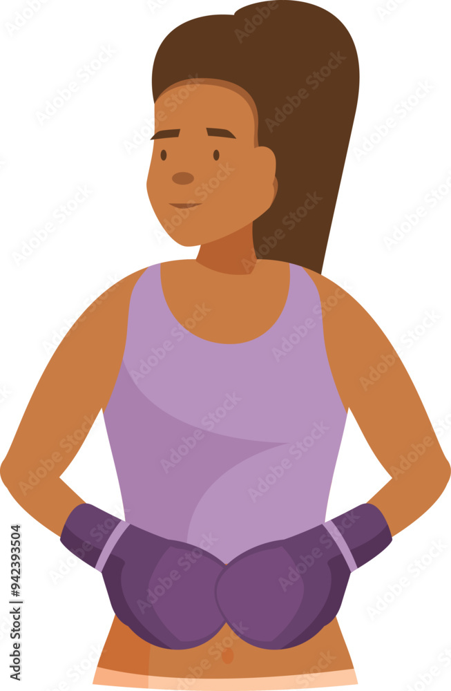 Young female boxer wearing gloves preparing for fight Young female boxer wearing gloves preparing for fight
