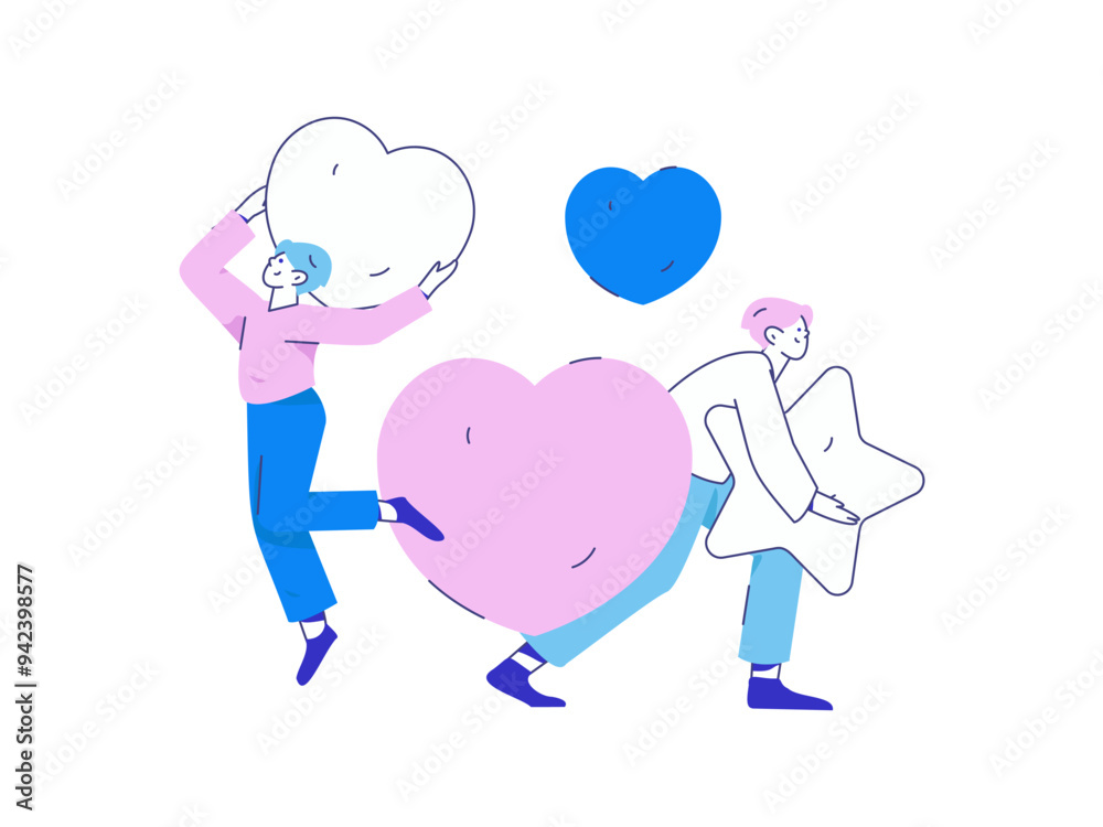 Happy Valentine's Day flat character vector concept business hand drawn illustration
Happy Valentine's Day flat character vector concept business hand drawn illustration