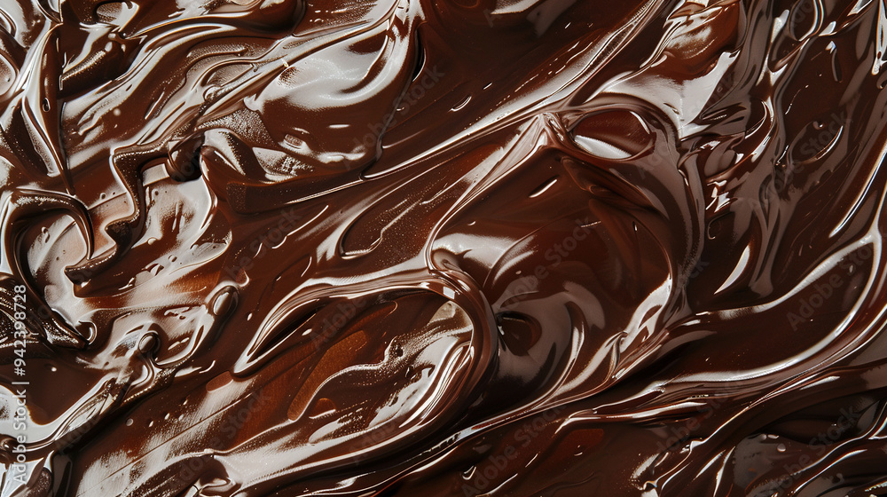 top view of the texture of chocolate and milk melt	