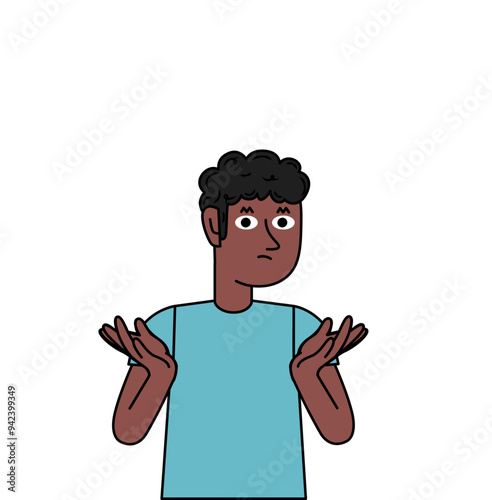 confused black boy not knowing what decision to make.eps