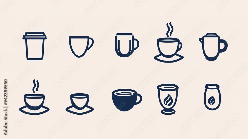 Collection of Coffee Icons: Versatile and Stylish Illustrations Representing Various Aspects of Coffee Culture and Beverage Options Collection of Coffee Icons: Versatile and Stylish Illustrations Representing Various Aspects of Coffee Culture and Beverage Options
