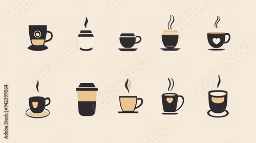 Wallpaper Mural Collection of Coffee Icons: Versatile and Stylish Illustrations Representing Various Aspects of Coffee Culture and Beverage Options Torontodigital.ca