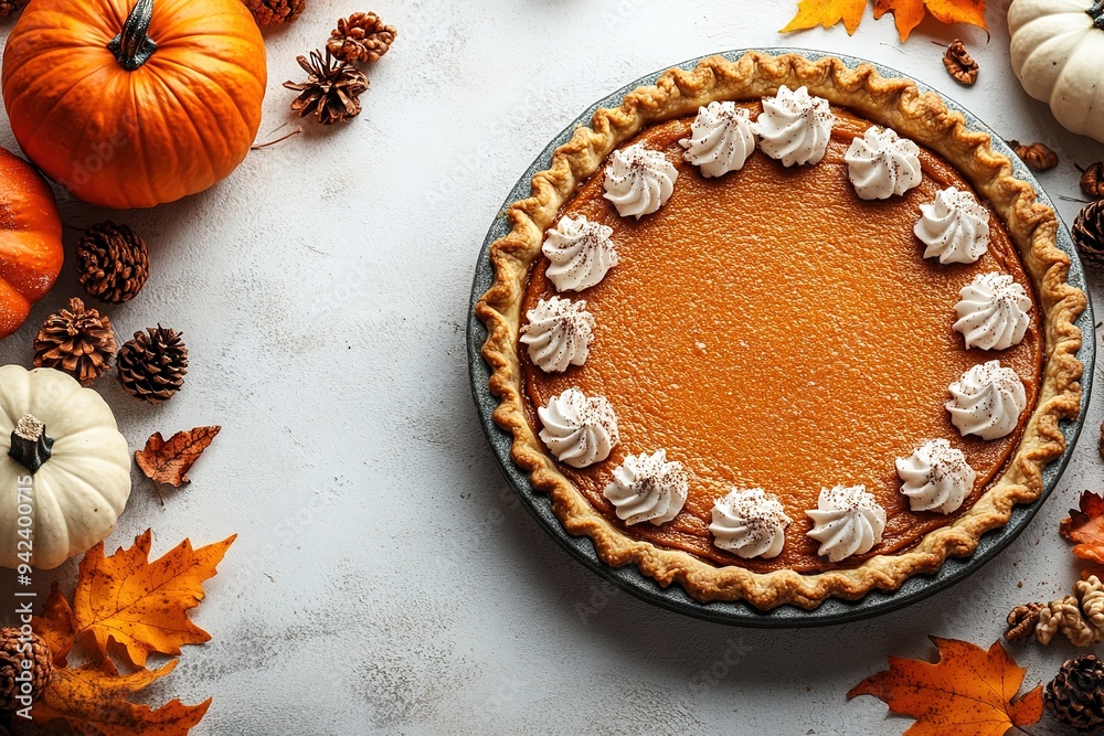 Pumpkin Pie with whipped cream and cinnamon on rustic background, top view. Homemade pastry for Thanksgiving traditional Pumpkin Pie Pumpkin Pie with whipped cream and cinnamon on rustic background, top view. Homemade pastry for Thanksgiving traditional Pumpkin Pie