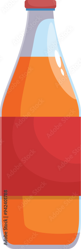 Glass bottle containing sparkling orange juice with blank label for your brand