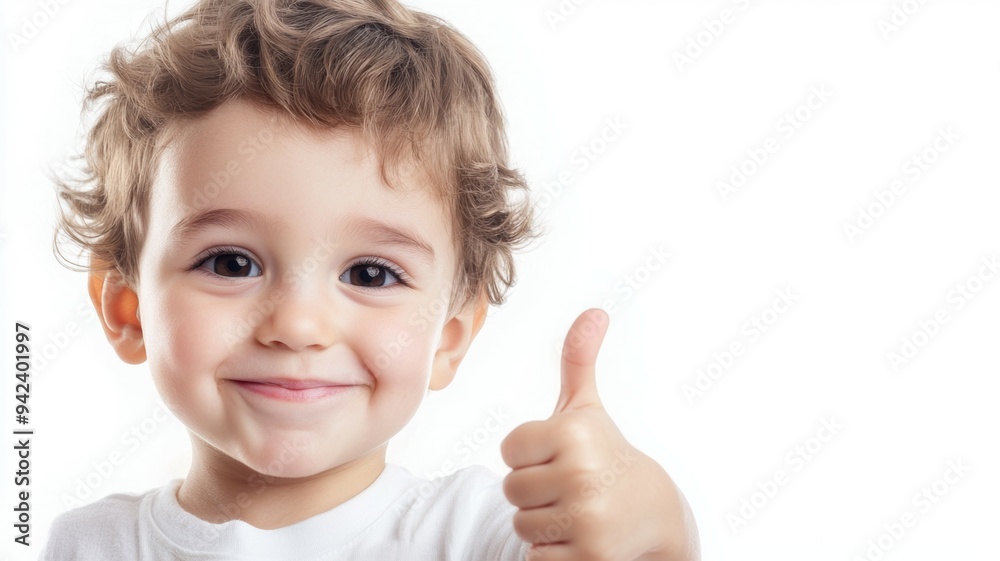 A young child is smiling and giving a thumbs up A young child is smiling and giving a thumbs up