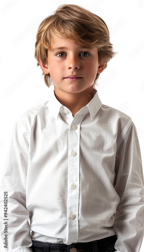 A boy wearing a white shirt isolated white background
A boy wearing a white shirt isolated white background
