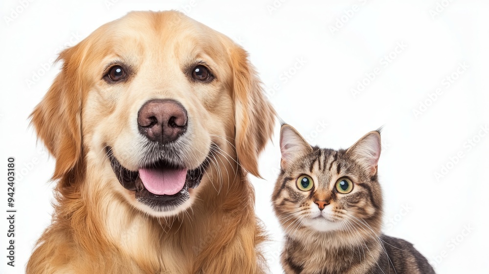 A dog and a cat are standing next to each other A dog and a cat are standing next to each other