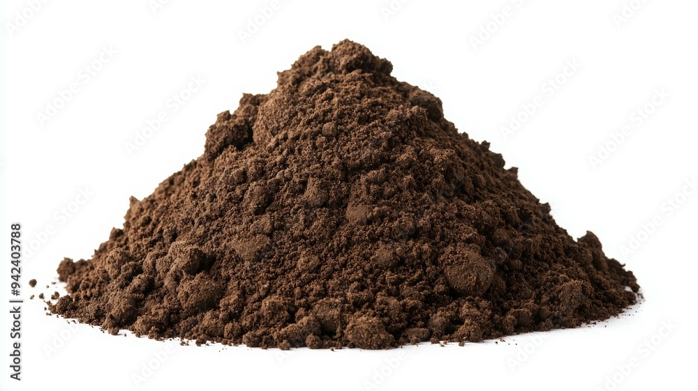 A pile of dirt is on a white background A pile of dirt is on a white background