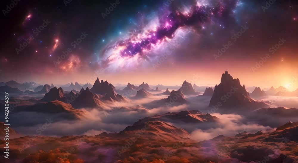 a stunning cosmic fantasy emerges in a surreal landscape, capturing the infinite wonders of outer space a stunning cosmic fantasy emerges in a surreal landscape, capturing the infinite wonders of outer space