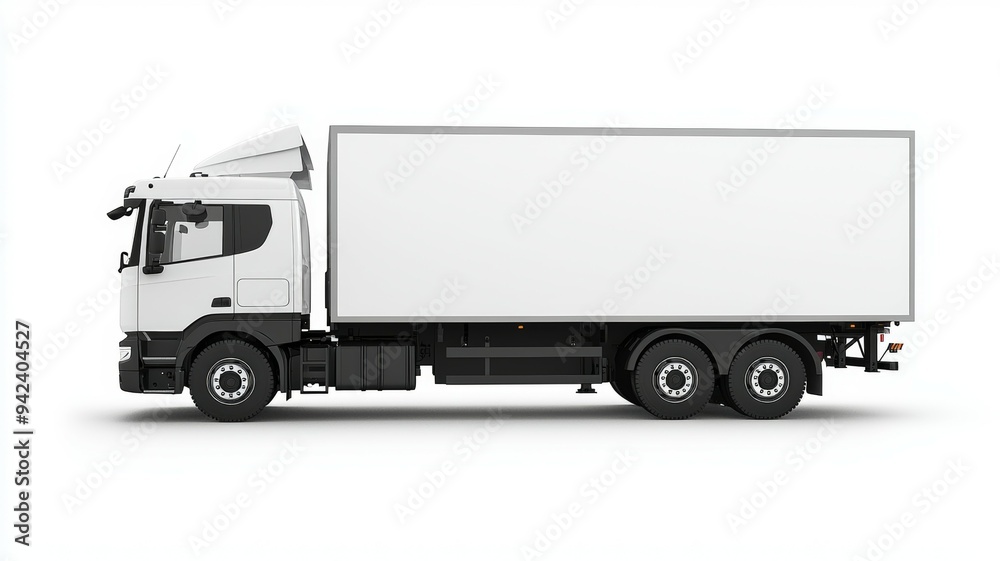 A large white semi truck with a white trailer