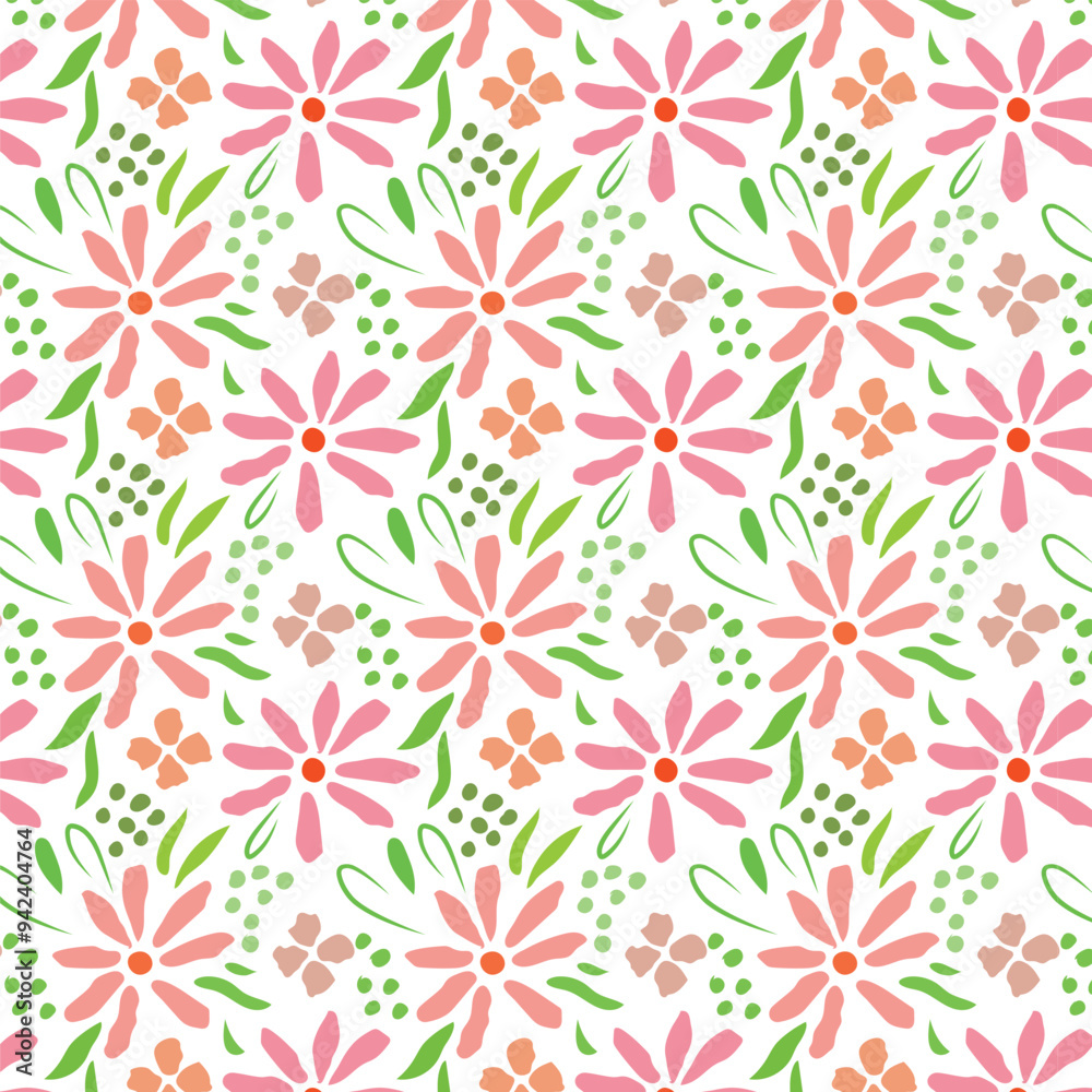 Pastel colored hand-painted daisies on white background vector seamless pattern. Delicate spring summer floral print. Pastel colored hand-painted daisies on white background vector seamless pattern. Delicate spring summer floral print.