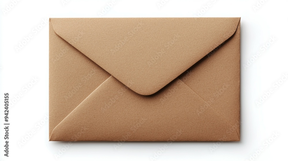 A brown envelope with a white background A brown envelope with a white background