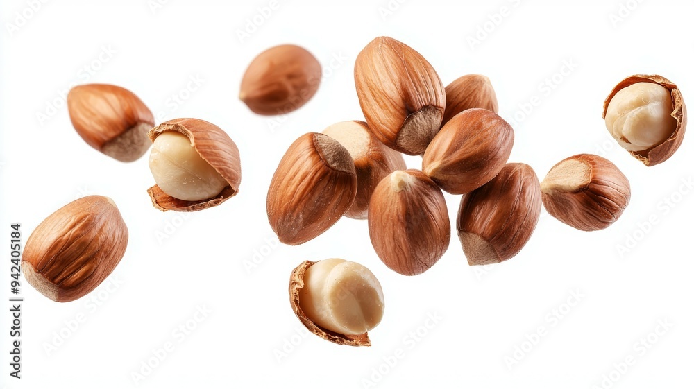 A pile of nuts with some of them open A pile of nuts with some of them open