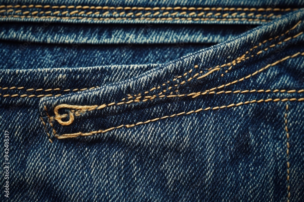 Close-up of blue jeans fabric cloth texture with seam , ai Close-up of blue jeans fabric cloth texture with seam , ai