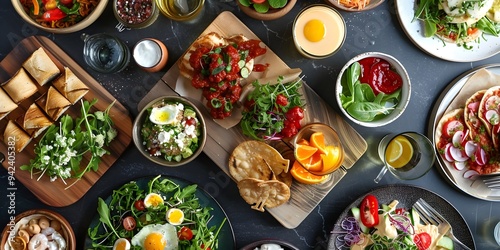 Meals, food, eggs, salad, tomato, plate,  