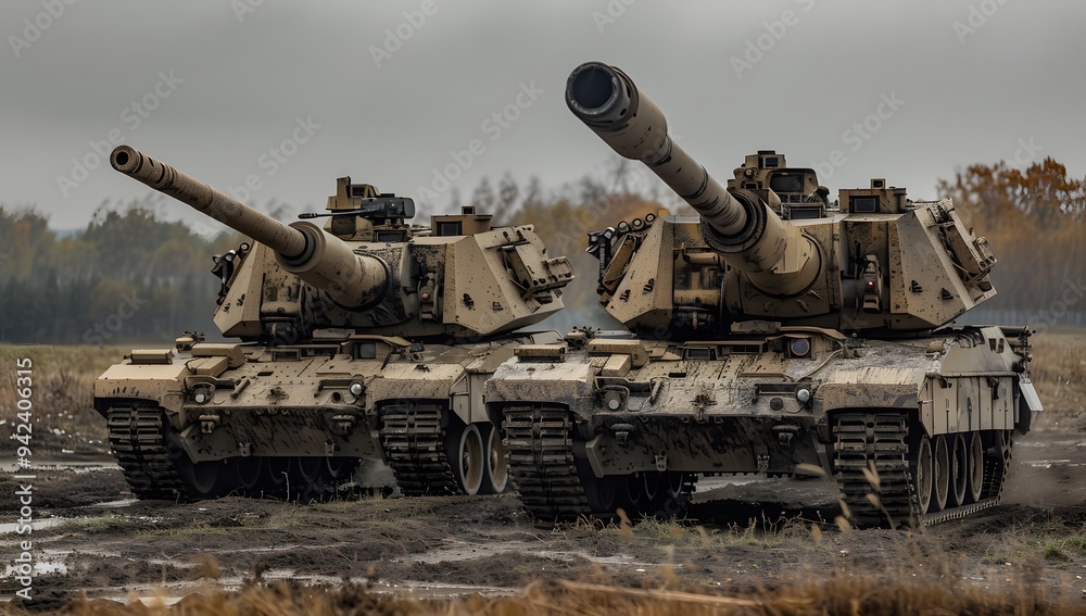 Gustav tank, similar to the Gwotk Modern howitzers in beige color with black wheels and turrets Gustav tank, similar to the Gwotk Modern howitzers in beige color with black wheels and turrets