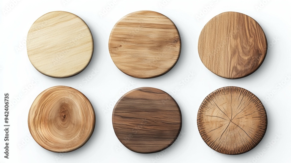 A collection of wooden coasters with different shapes and sizes A collection of wooden coasters with different shapes and sizes