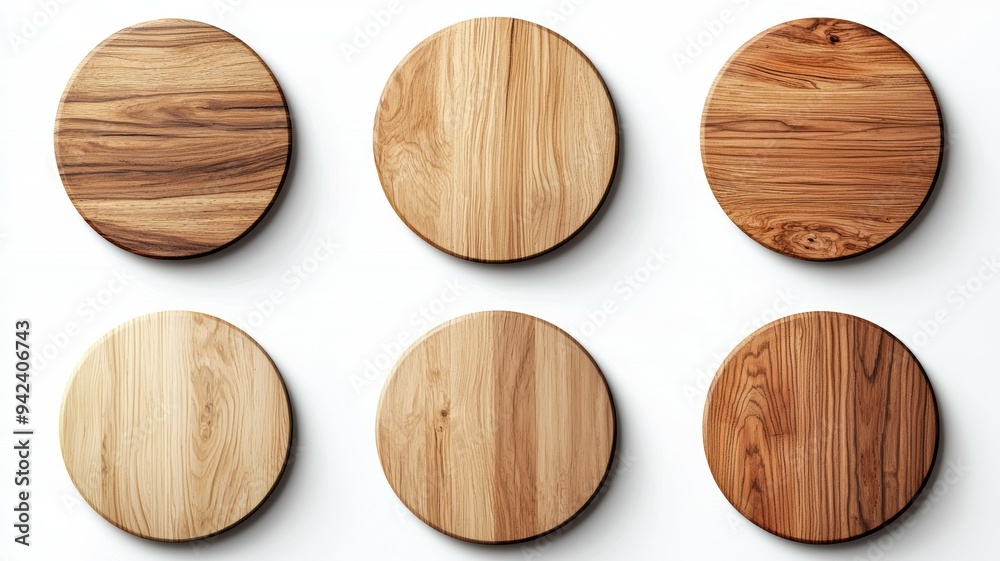 A collection of wooden coasters with different shades of brown A collection of wooden coasters with different shades of brown