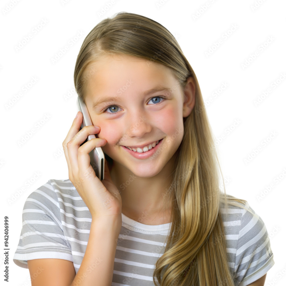 Happy young woman smiling while talking on the phone Happy young woman smiling while talking on the phone