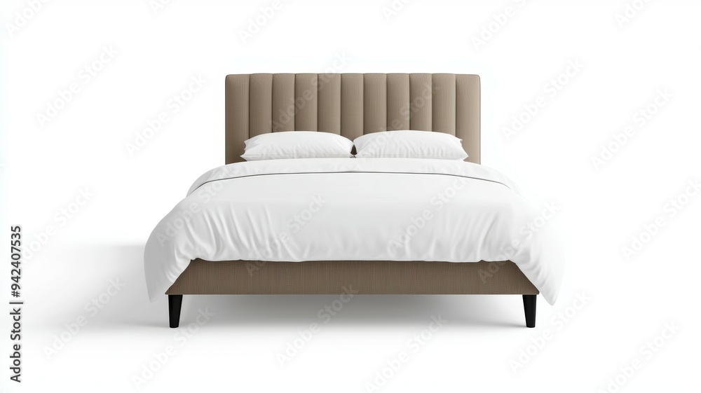 A bed with white sheets and pillows