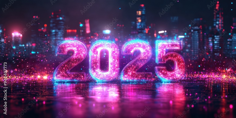 Neon 2025 Cityscape with Reflections Neon 2025 Cityscape with Reflections