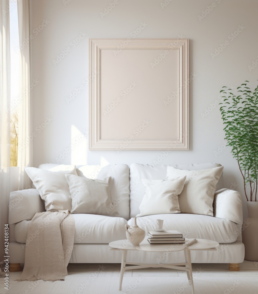 Fototapeta premium Muted Elegance A Blank Frame in Soft Tones